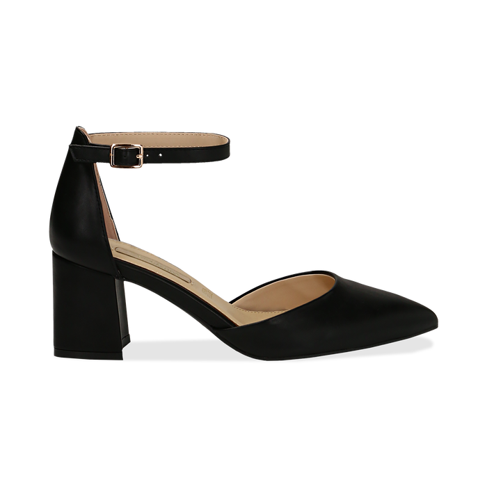 Decollete Con Cinturino Nere In Eco Pelle Tacco 6 50 Primadonna Collection