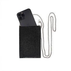 Portatelefono nero con strass, 240301249ETNEROUNI, 002