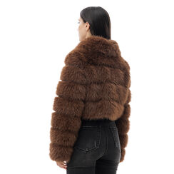 Fourrure marron chic à manches longues, 24B404310FUMARRL, 002a