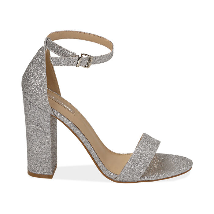 scarpe con il tacco argento
