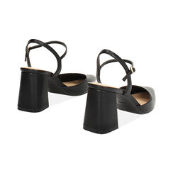 D&eacute;collet&eacute; slingback donna nere, tacco largo 8 cm, Primadonna, 252104030EPNERO037, 004 preview