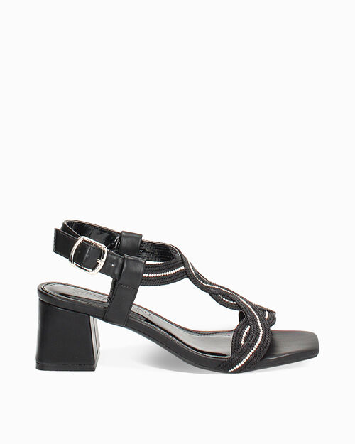WOMEN SHOES SANDAL FABRIC NERO, BLACK