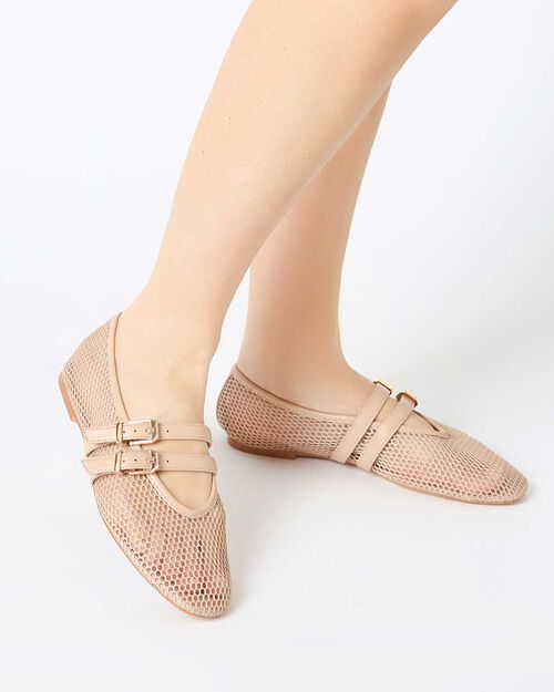 Ballerine donna beige traforate, 