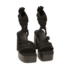 Sandali platform neri in tessuto, tacco 10 cm, Primadonna, 212720507LYNERO035, 002 preview