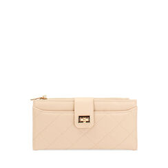 Cartera de mujer beige con clip, Primadonna, 255102514EPBEIGUNI, 001a