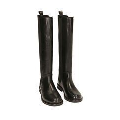 Bottes plates noires en cuir, Primadonna, 201442005PENERO036, 002a