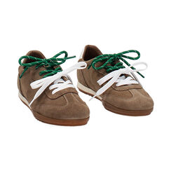 Sneakers taupe in camoscio con doppio laccio, Primadonna, 260627802CMTAUP036, 003 preview