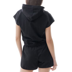 Felpa nera con cappuccio in cotone, Primadonna, 21C910003CONEROM, 002a