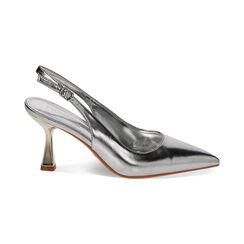 Décolleté slingback argento laminate, tacco 8 cm, Primadonna, 234934803LMARGE037, 001 preview