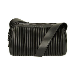 Borsa a spalla nera plissé, Primadonna, 22D905172EPNEROUNI, 003 preview