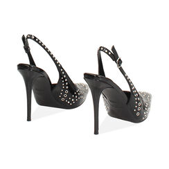 Décolleté slingback nere in naplack con tacco 10 cm, Primadonna, 262130647NPNERO040, 004 preview
