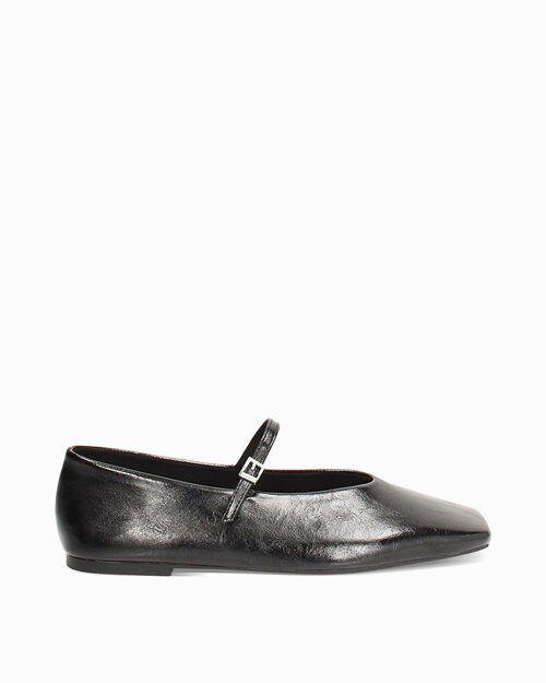 Ballerine nere Mary Jane con fibbia dorata, BLACK