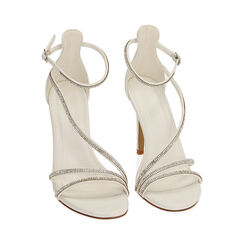Sandali bianchi con strass, tacco 10 cm, Primadonna, 212174221EPBIAN035, 002 preview