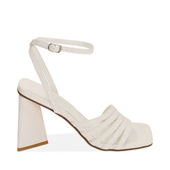 Sandali bianchi, tacco scultura 9 cm, Primadonna, 212721109EPBIAN036, 001a