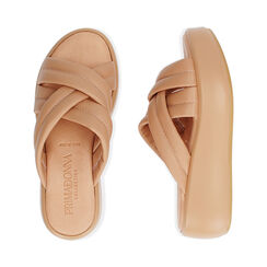 Sandalias nude de piel, cuña 5,5 cm, Primadonna, 194305147PENUDE036, 003 preview