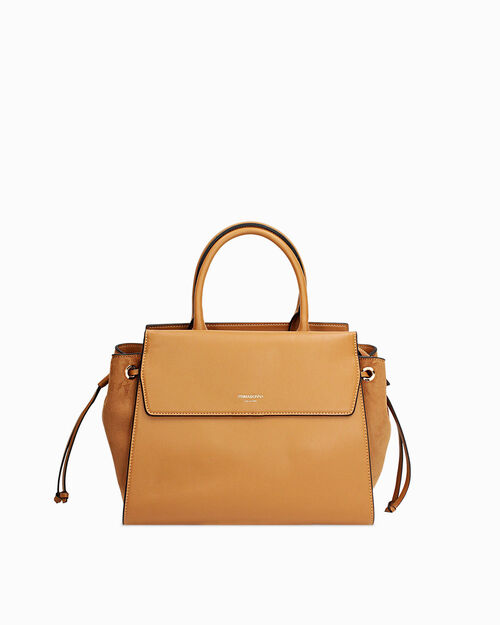 Bolso de mano cognac con detalles urban chic, COGNAC
