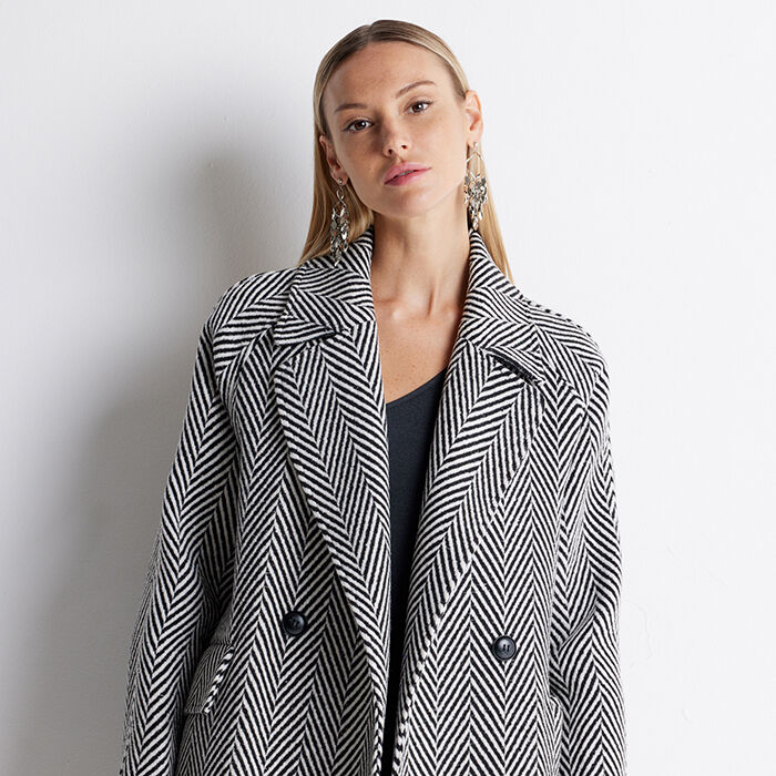 Cappotto donna bianco e nero top