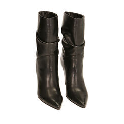 Ankle boots neri in pelle, tacco 10 cm , Primadonna, 20L660062PENERO035, 002a