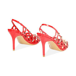 Zapatos de mujer de tacón slingback rojos trenzados, Primadonna, 252102821VEROSS035, 004 preview
