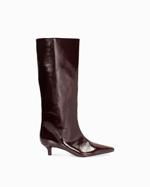 Bottes bordeaux en cuir verni avec talon de 4,3 cm, BURGUNDY