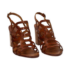 Sandali cognac tacco 8 cm, Scarpe, 277239909VACOGN037, 003 preview