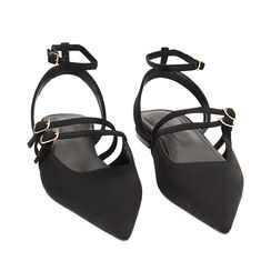 Ballerine Slingback nere in lycra, 234906003LYNERO035, 002a