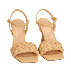 Sandales beige rembourrées, talon 9,5 cm , Primadonna, 192127507EPBEIG036, 002a