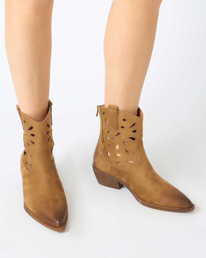 Bottillons femme cognac en microfibre image number null