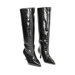 Stivale nero con stampa cocco, tacco 5 cm, 242139712CCNERO035, 002a