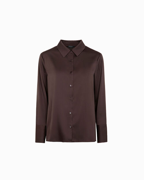 Camisa marr&oacute;n oscuro elegante, DK BROWN