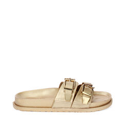 Sandali flat oro con doppia fibbia, Primadonna, 23U508582EPOROG036, 001a