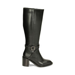 Stivali neri in pelle, tacco 6,5 cm, Primadonna, 229474044PENERO038, 001a