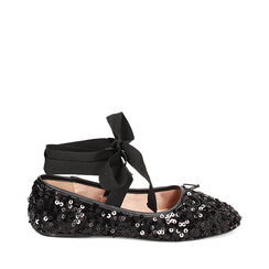 Ballerine lace-up nere in paillettes, Primadonna, 234930918PLNERO037, 001a