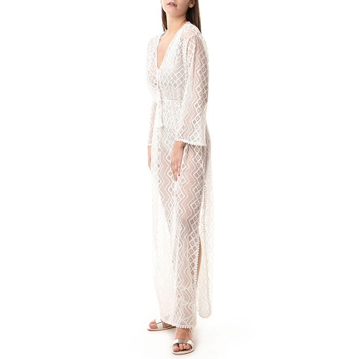 Caftán mujer blanco en algodón | Primadonna Collection