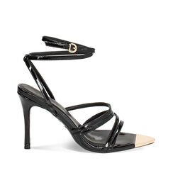 Sandalia con tacón alto de mujer negra en charol, Primadonna, 254920931VENERO035, 001a