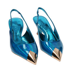 Décolleté slingback specchio azzurre, tacco 6 cm, Ultime Occasioni, 212141502SPAZZU036, 002 preview