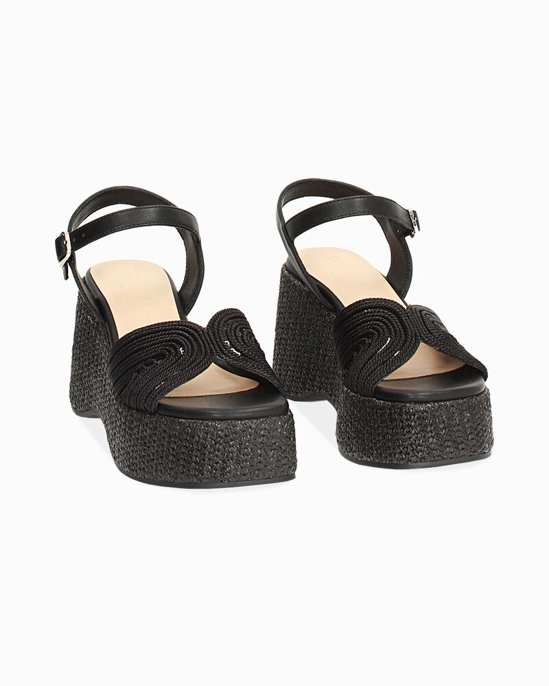 Zeppe donna nere in raffia image number null