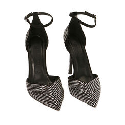 Décolleté cinturino nere con strass, tacco 10,5 cm , Primadonna, 202186116MPNERO035, 002a
