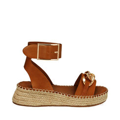 Sandali maxi-chain cognac, zeppa 4,5 cm , 194901926EPCOGN036, 001a