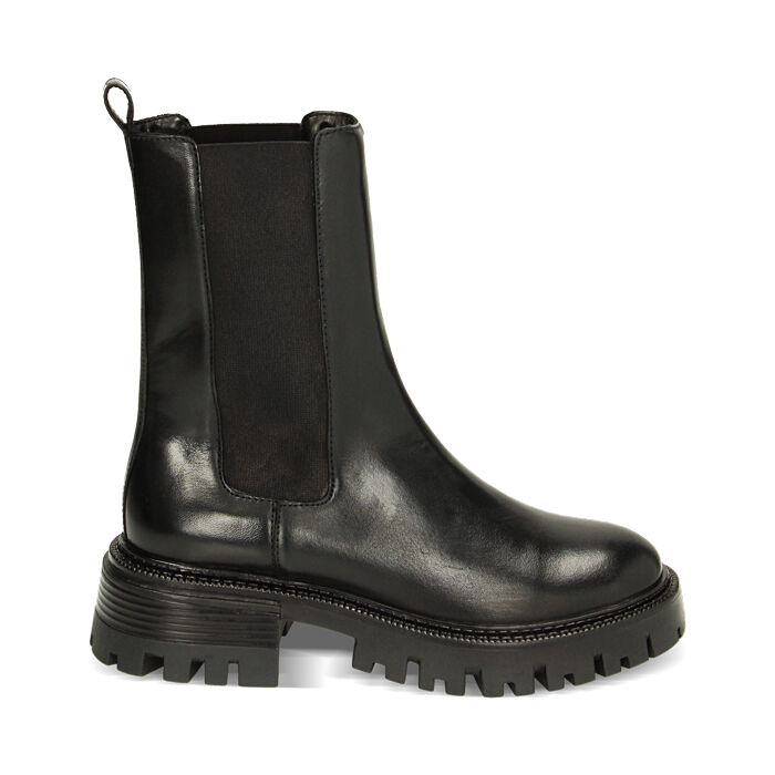 Stivaletti donna Chelsea neri in pelle tacco 4 5 cm Primadonna Collection