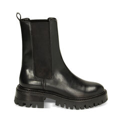 Stivaletti Chelsea neri in pelle, tacco 4,5 cm, Primadonna, 22N110001PENERO040, 001 preview