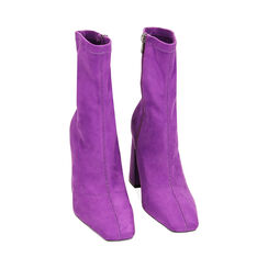 Stivaletti viola in microfibra, tacco 9,5 cm, Primadonna, 222722503MFVIOL039, 002 preview