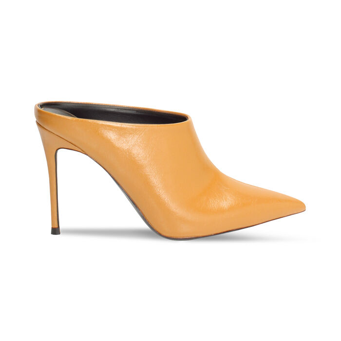 Zueco ocre brillante con tacón de 10 cm, Primadonna, 262188522EUOCRA036
