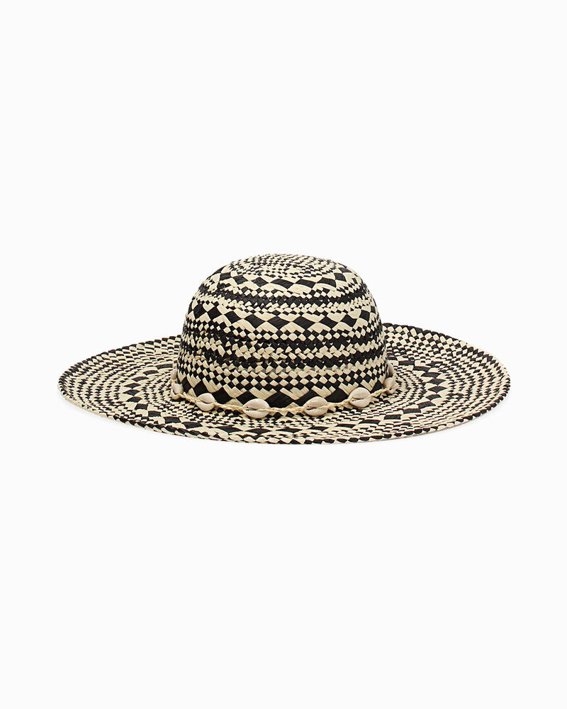 Cappello da donna in paglia intrecciata bianco-nero image number null