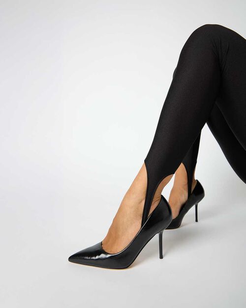 D&eacute;collet&eacute; nere lucide con tacco 9,5 cm, BLACK