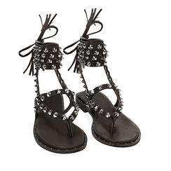 Sandali lace-up neri con borchie, Primadonna, 214988301EPNERO035, 002 preview