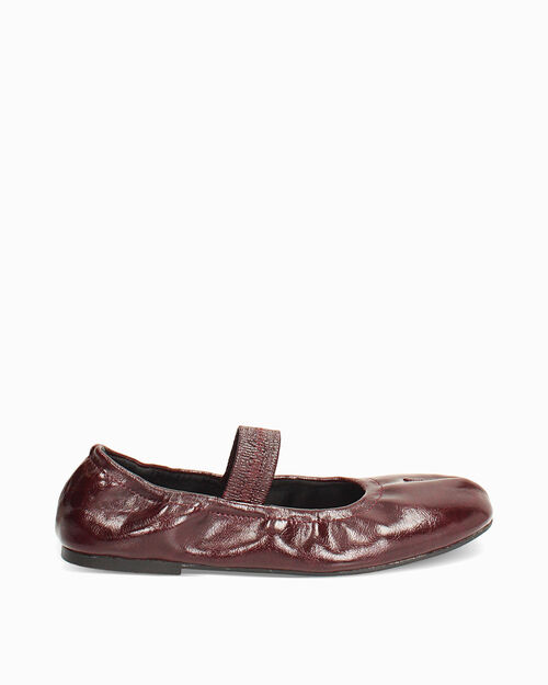 Ballerine bordeaux lucide con cinturino, BURGUNDY