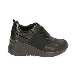 Slip-on nere, zeppa 6 cm , Primadonna, 202850939EPNERO035, 001 preview
