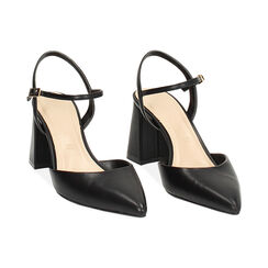D&eacute;collet&eacute; slingback donna nere, tacco largo 8 cm, Primadonna, 252104030EPNERO037, 003 preview
