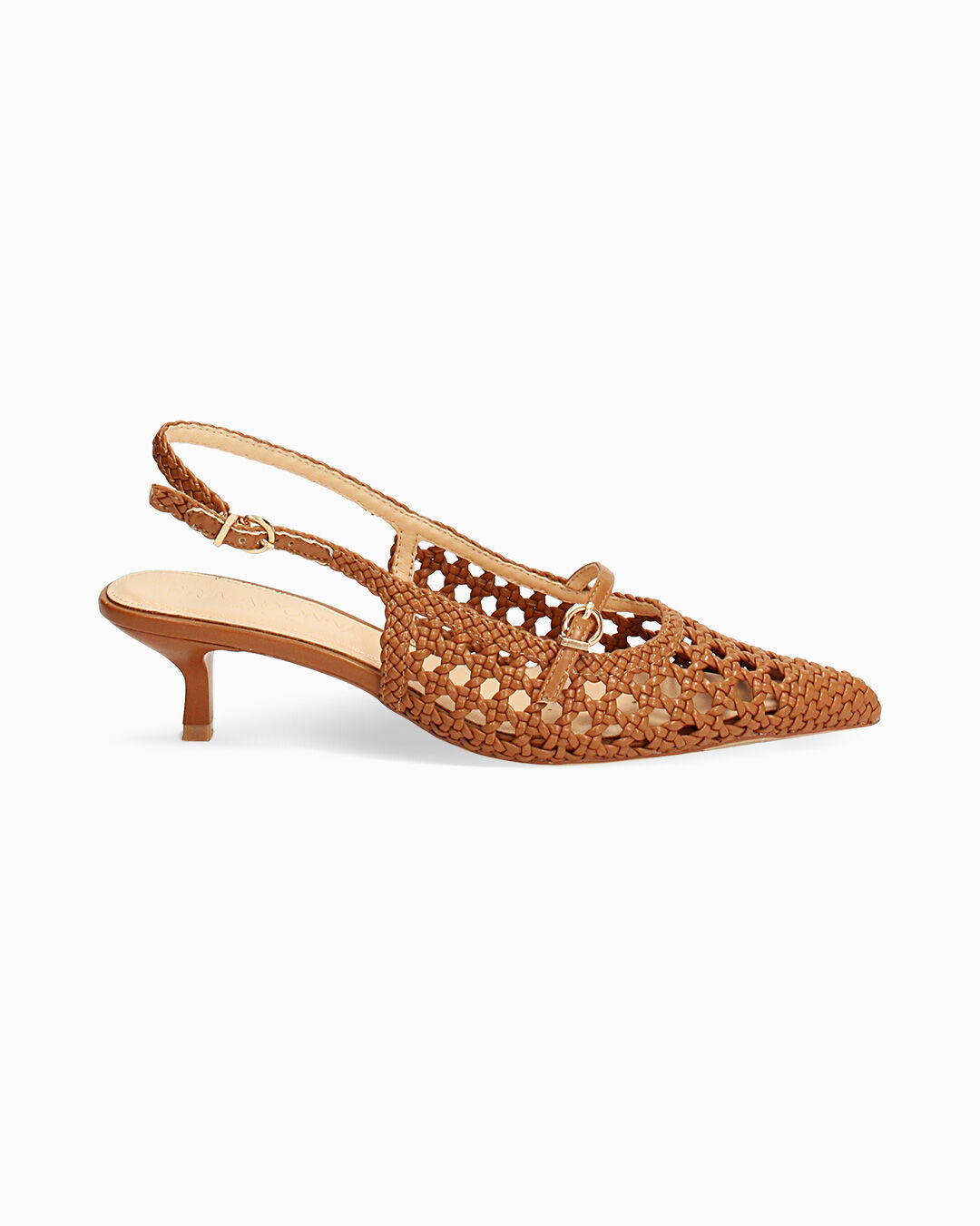 Décolleté slingback cognac tacco 4,5 cm